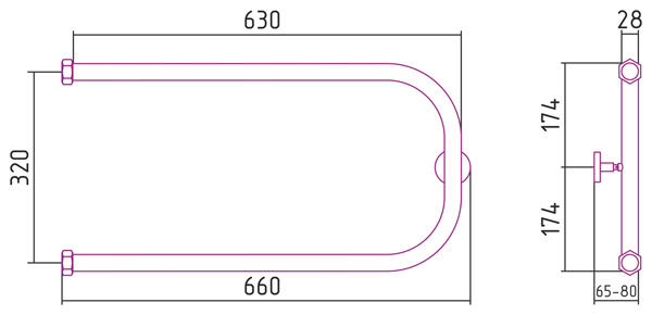 Полотенцесушитель водяной Сунержа П-образный 320x650