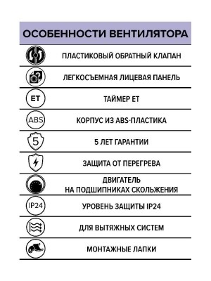 Вентилятор накладной WAVE D120 обр.клапан ET ERA